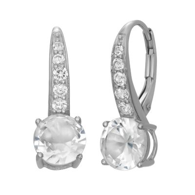 Jordan Blue NYC Lab Created Sterling Silver Created White Sapphire Dangle Leverback Earring