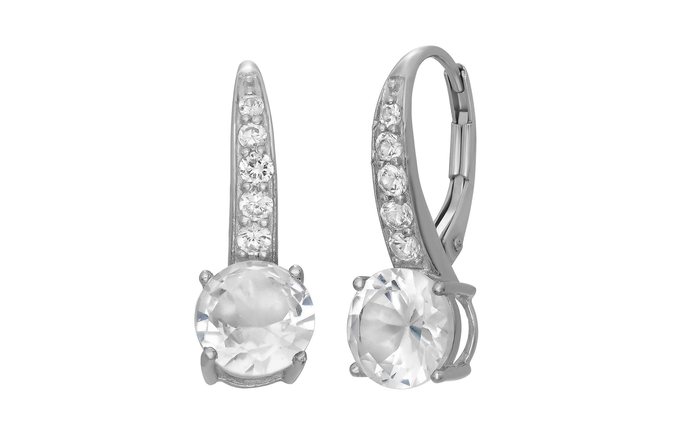 Lab Created Sterling Silver Created White Sapphire Dangle Leverback Earring
