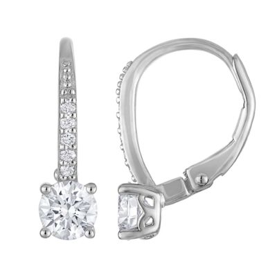 Jordan Blue NYC Lab Created Sterling Silver 1Ct Lab Grown Diamond Leverback Earrings