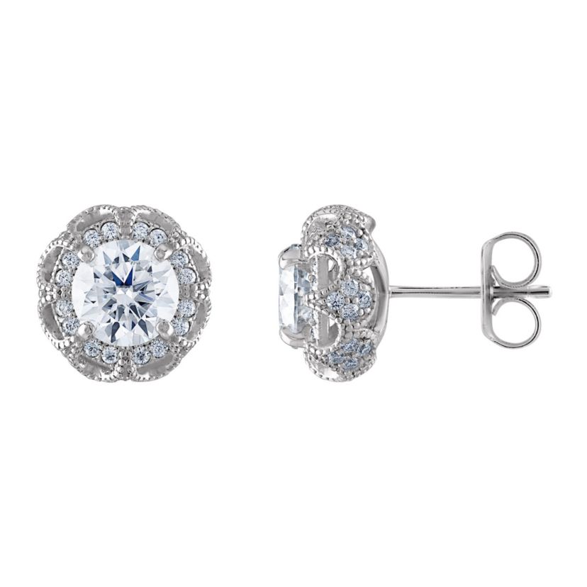 Lab Created Sterling Silver Created Moissanite Earrings