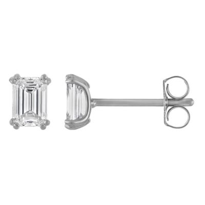 Jordan Blue NYC Lab Created Sterling Silver 1 Cttw Emerald 8-Prong Lab-Grown Diamond Studs