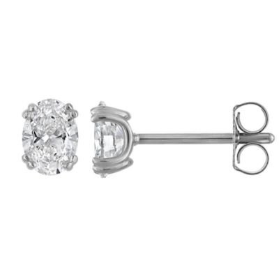 Jordan Blue NYC Lab Created Sterling Silver 1 Cttw Oval 8-Prong Lab-Grown Diamond Studs