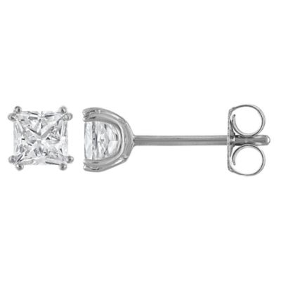 Jordan Blue NYC Lab Created Sterling Silver 1 Cttw Princess Cut 8-Prong Lab-Grown Diamond Studs