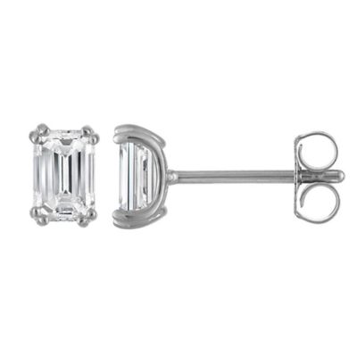 Jordan Blue NYC Lab Created Sterling Silver 1.5 Cttw Emerald 8-Prong Lab-Grown Diamond Studs