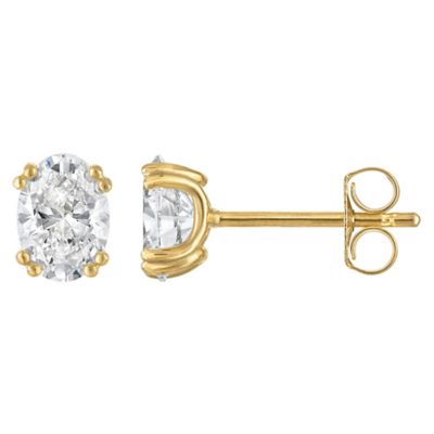 Jordan Blue NYC Lab Created 14K Gold-Plated Sterling Silver 1.5 Cttw Oval 8-Prong Lab-Grown Diamond Studs