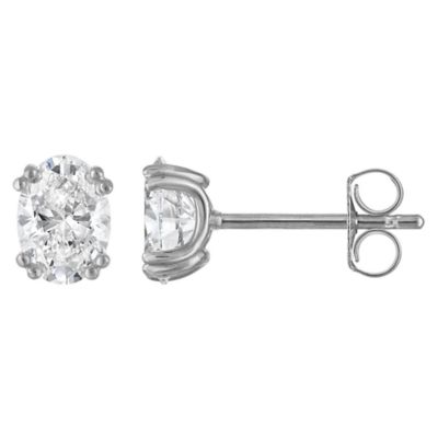 Jordan Blue NYC Lab Created Sterling Silver 1.5 Cttw Oval 8-Prong Lab-Grown Diamond Studs