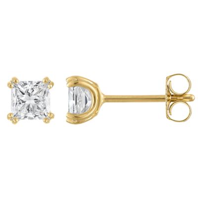 Jordan Blue NYC Lab Created 14K Gold-Plated Sterling Silver 1.5 Cttw Princess Cut 8-Prong Lab-Grown Diamond Studs