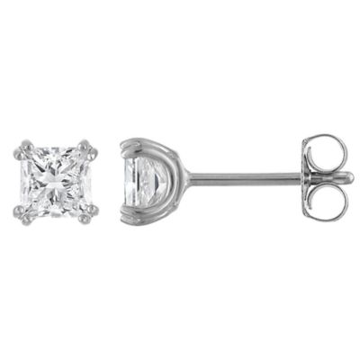 Jordan Blue NYC Lab Created Sterling Silver 1.5 Cttw Princess Cut 8-Prong Lab-Grown Diamond Studs