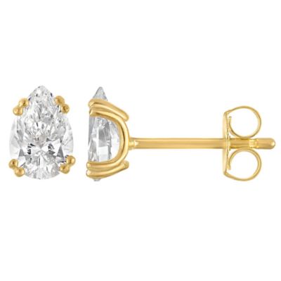 Jordan Blue NYC Lab Created 14K Gold-Plated Sterling Silver 1.5 Cttw Pear 8-Prong Lab-Grown Diamond Studs