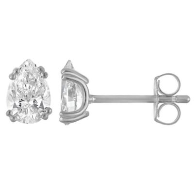 Jordan Blue NYC Lab Created Sterling Silver 1.5 Cttw Pear 8-Prong Lab-Grown Diamond Studs