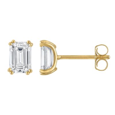 Jordan Blue NYC Lab Created 14K Gold-Plated Sterling Silver 2 Cttw Emerald 8-Prong Lab-Grown Diamond Studs
