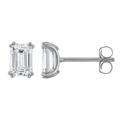 Jordan Blue NYC Lab Created Sterling Silver 2 Cttw Emerald 8-Prong Lab-Grown Diamond Studs