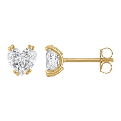Jordan Blue NYC Lab Created 14K Gold-Plated Sterling Silver 2 Cttw Heart-Cut Lab-Grown Diamond Earrings