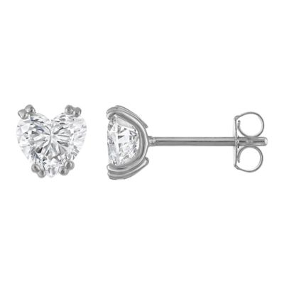 Jordan Blue NYC Lab Created Sterling Silver 2 Cttw Heart-Cut Lab-Grown Diamond Earrings