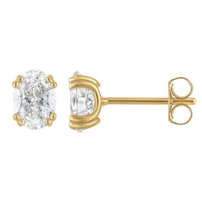 Jordan Blue NYC Lab Created 14K Gold-Plated Sterling Silver 2 Cttw Oval Lab-Grown Diamond Earrings