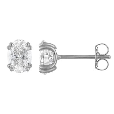 Jordan Blue NYC Lab Created Sterling Silver 2 Cttw Oval Lab-Grown Diamond Earrings