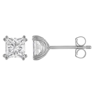 Jordan Blue NYC Lab Created Sterling Silver 2 Cttw Princess-Cut Lab-Grown Diamond Earrings