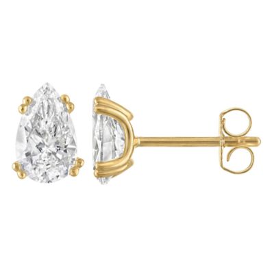 Jordan Blue NYC Lab Created 14K Gold-Plated Sterling Silver 2 Cttw Pear Lab-Grown Diamond Earrings