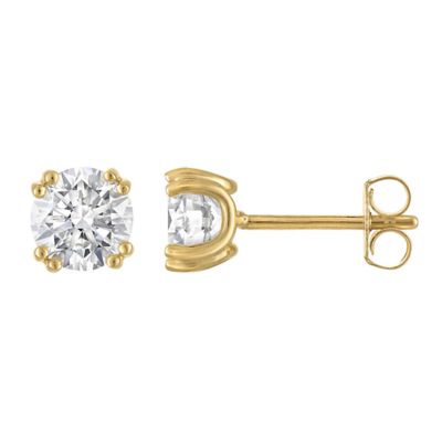 Jordan Blue NYC Lab Created 14K Gold-Plated Sterling Silver 2 Cttw Round 8-Prong Lab-Grown Diamond Studs