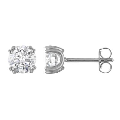 Jordan Blue NYC Lab Created Sterling Silver 2 Cttw Round 8-Prong Lab-Grown Diamond Studs