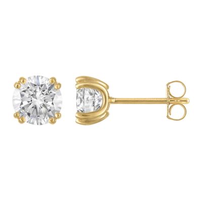 Jordan Blue NYC Lab Created 14K Gold Plated Silver 3 Carat Lab-Grown Diamond 8 Prong Stud Earrings