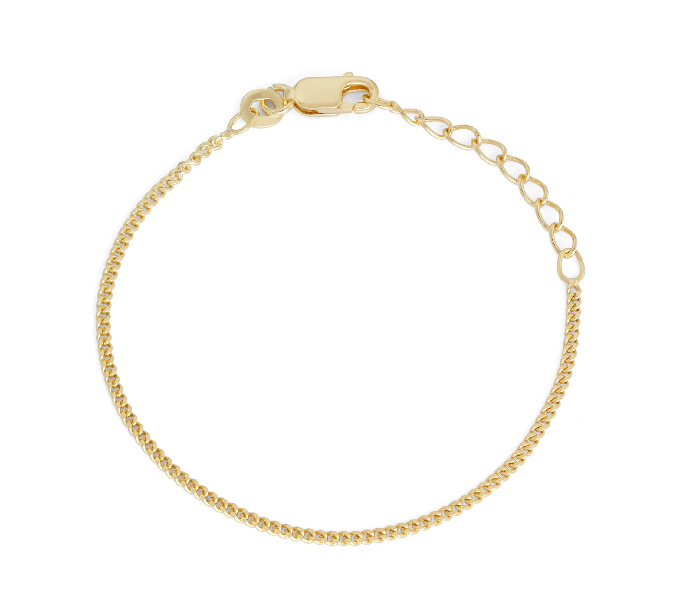 14Kt Gold 0.9mm Curb Chain Bracelet