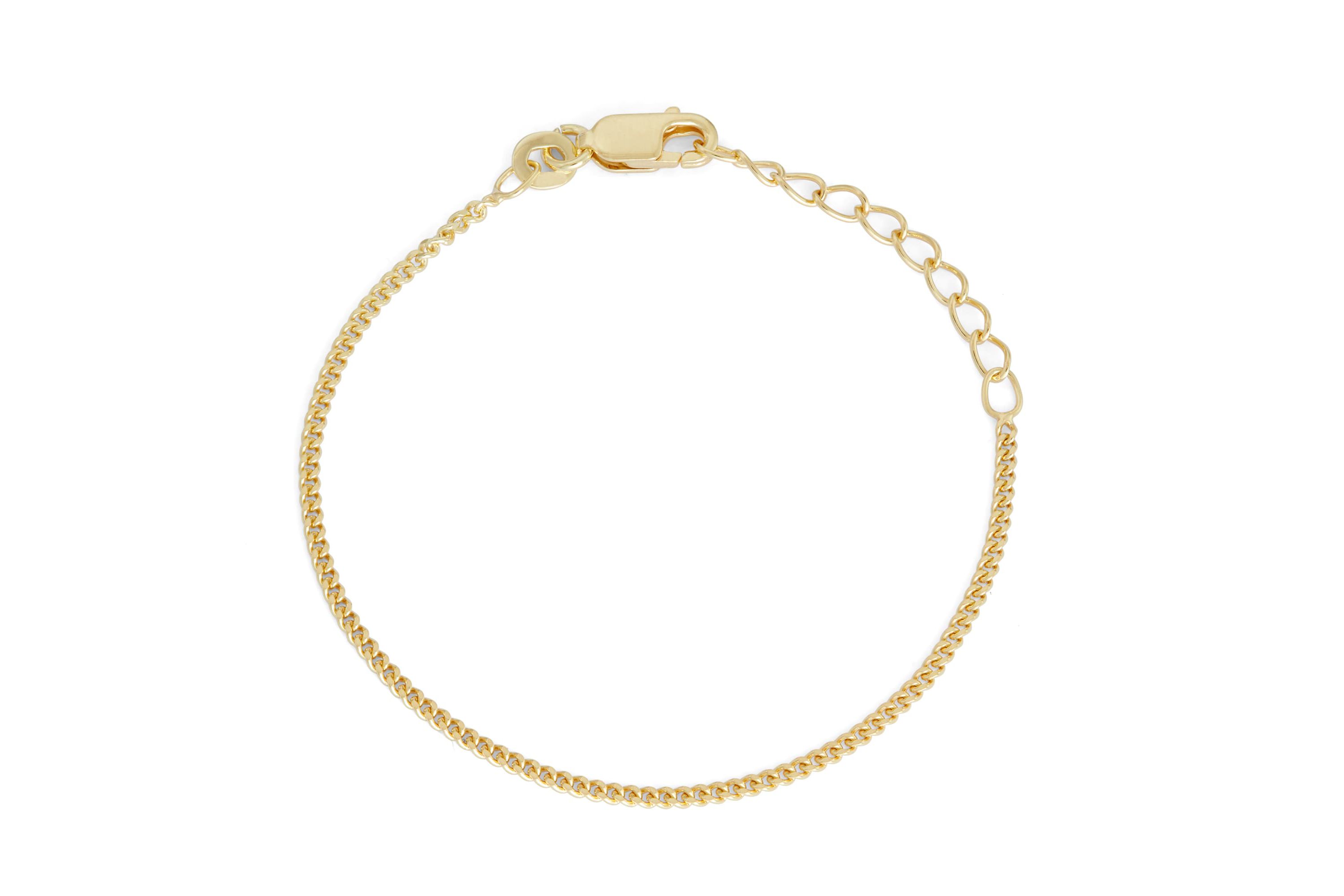 14Kt Gold 0.9mm Curb Chain Bracelet