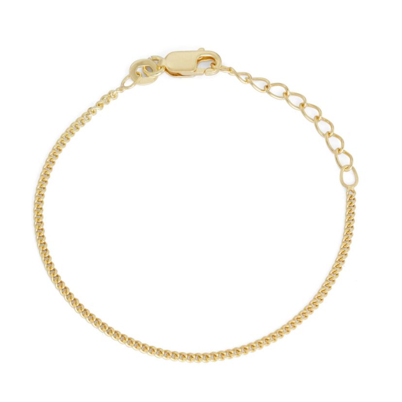 14Kt Gold 0.9mm Curb Chain Bracelet