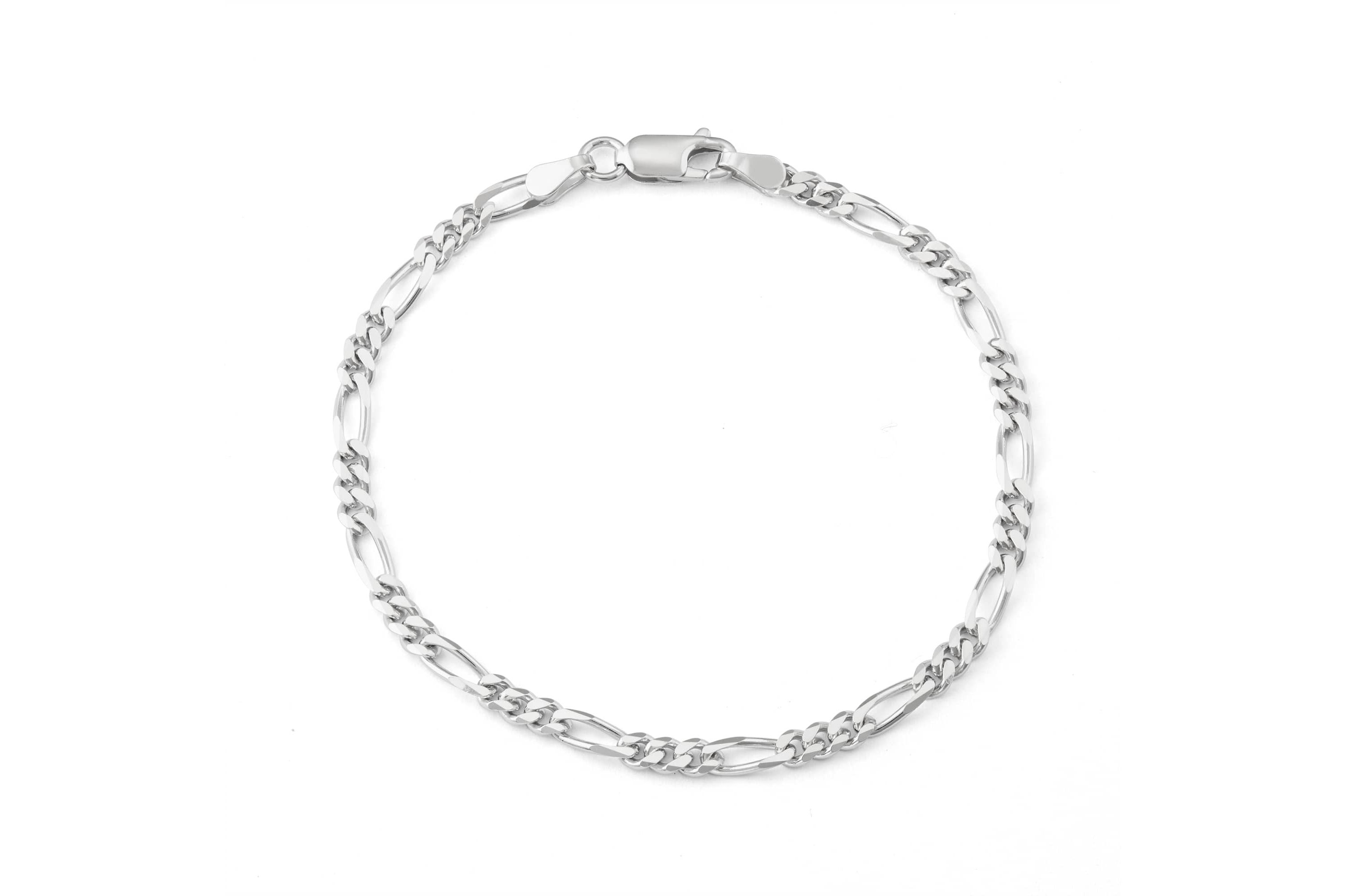Sterling Silver 4mm Figaro Chain Bracelet