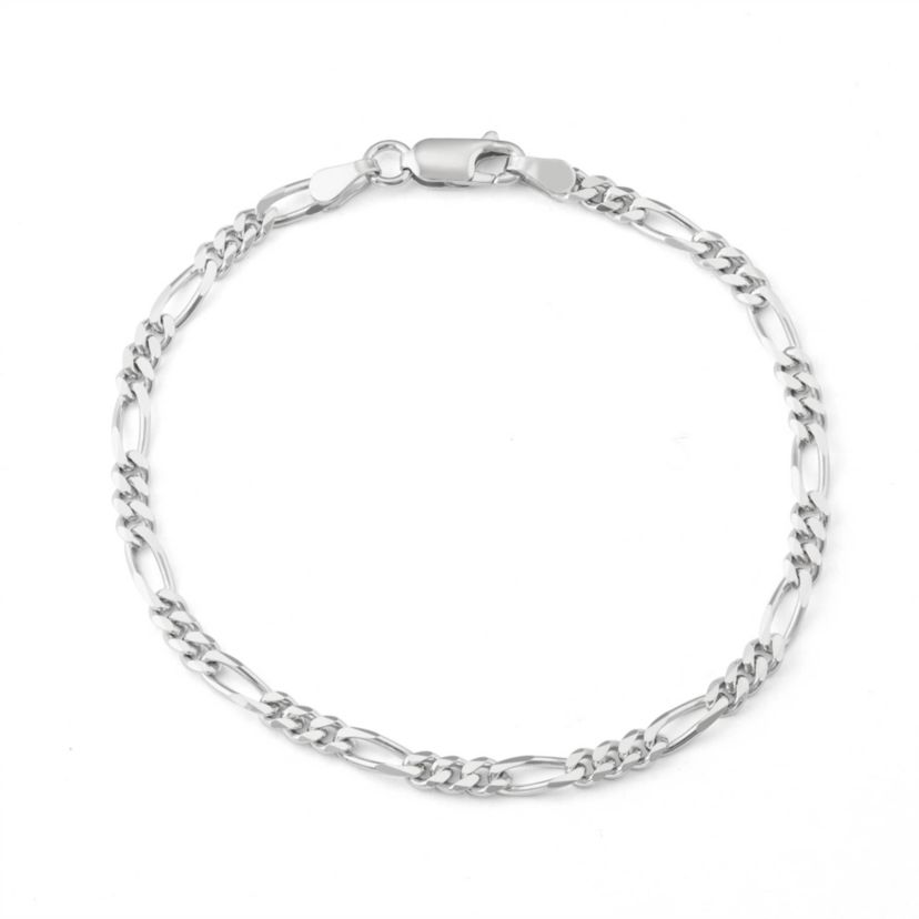 Sterling Silver 4mm Figaro Chain Bracelet