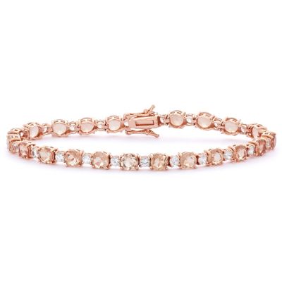 Jordan Blue NYC Lab Created 14K Rose Gold Over Sterling Silver Simulated Morganite And Created White Sapphire Tennis Bracelet