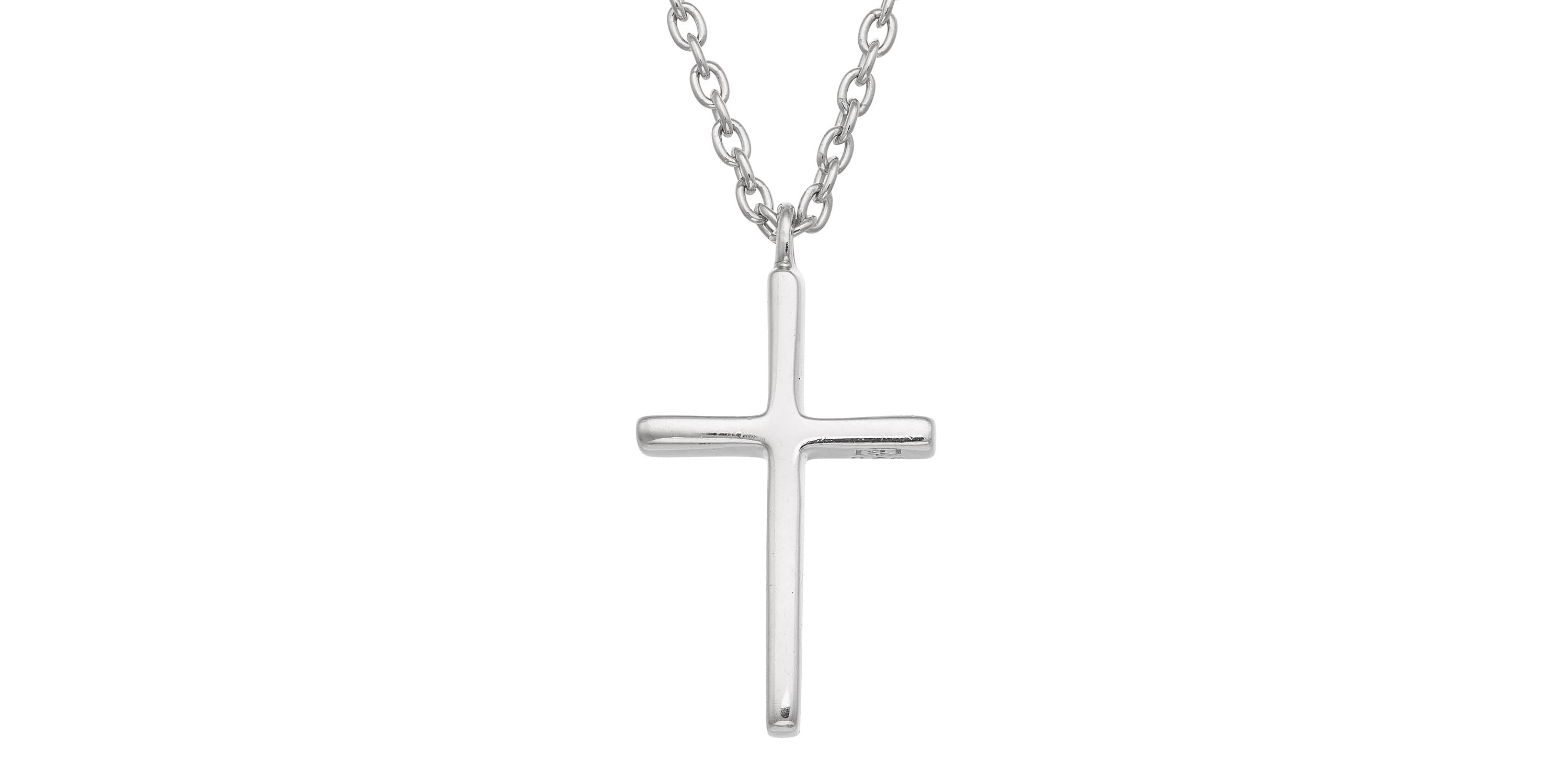Sterling Silver Plain Cross Pendant Necklace