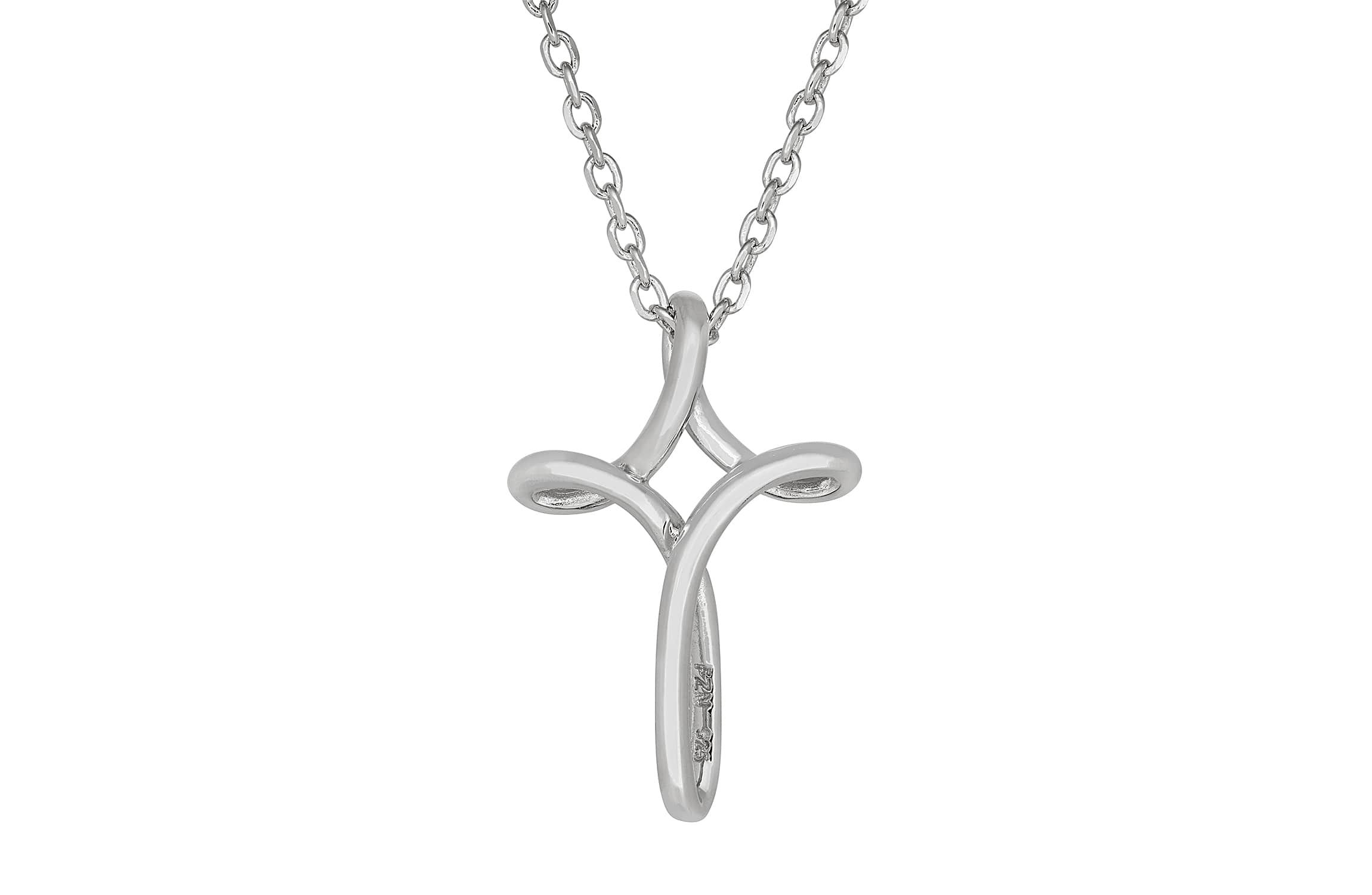 Sterling Silver Twist Cross Pendant Necklace