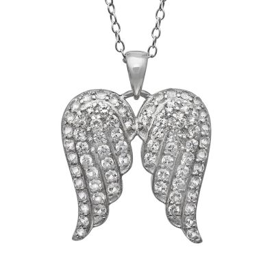 Jordan Blue NYC Lab Created Sterling Silver Created White Sapphire Wings Pendant