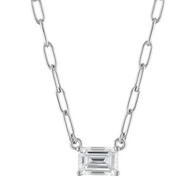 Jordan Blue NYC Lab Created Sterling Silver 1Ct Emerald Lab-Diamond Pendant