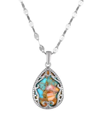 Jordan Blue NYC Sterling Silver Oyster Turquoise Rear Pendant, White