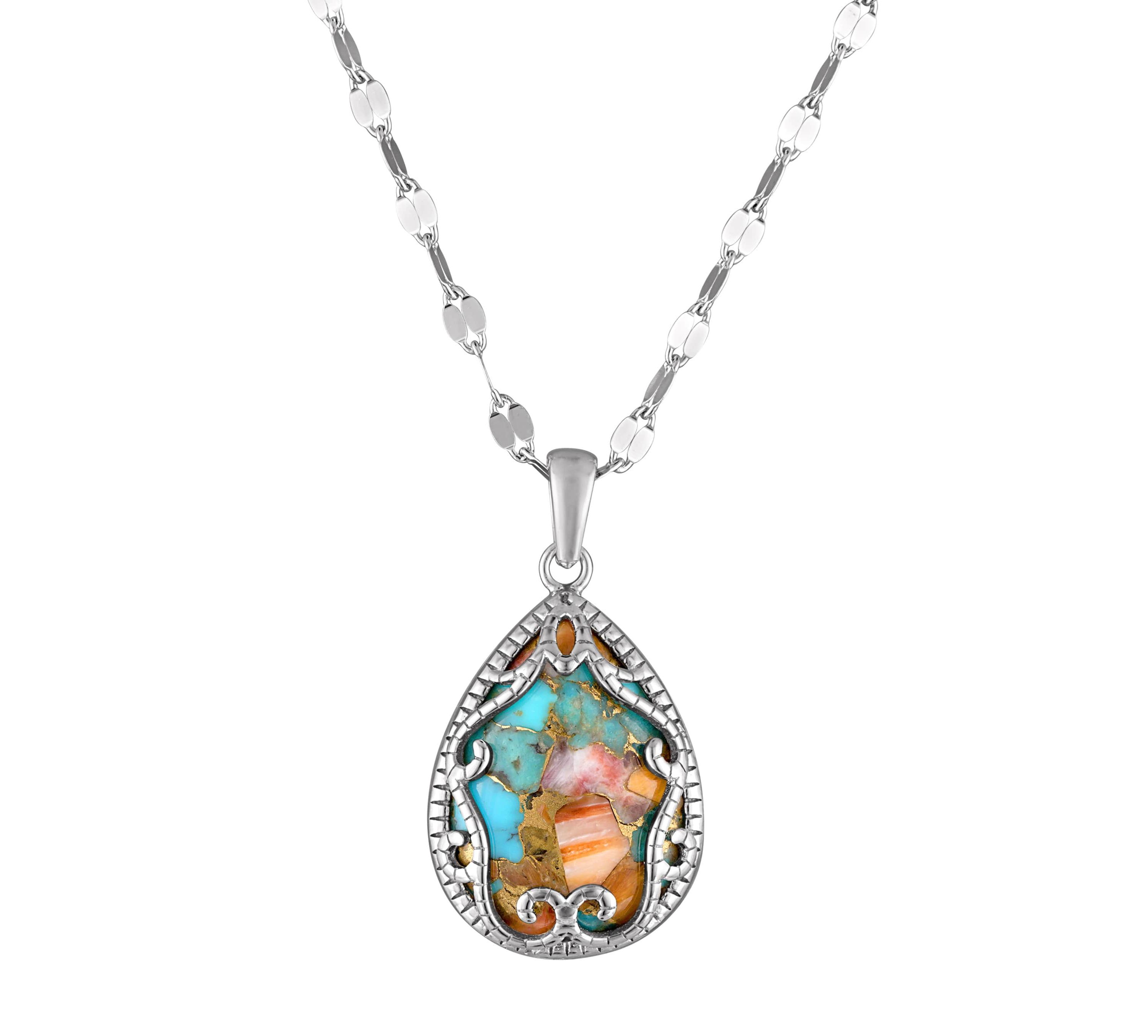 Sterling Silver Oyster Turquoise Rear Pendant