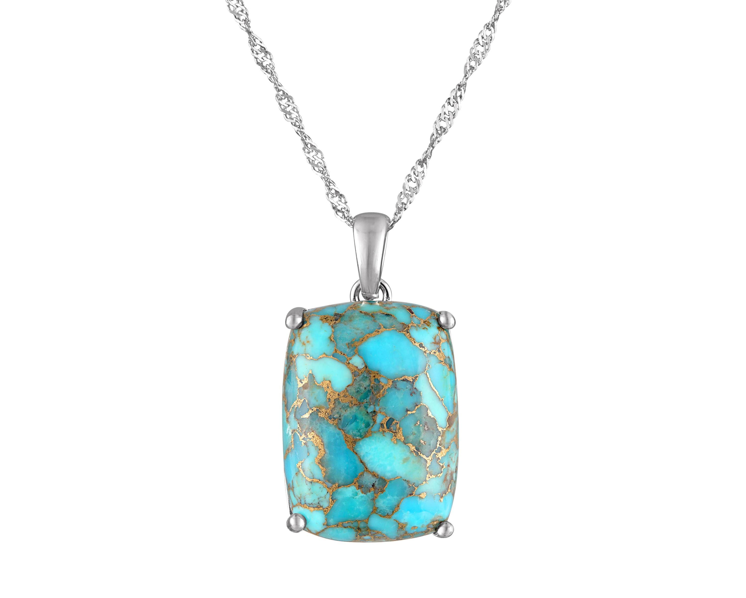Sterling Silver Blue Copper Turquoise Pendant