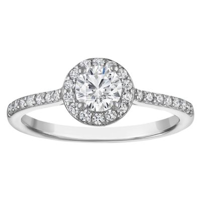 Jordan Blue NYC Lab Created Sterling Silver 0.75 Cttw Round Brilliant Lab Diamond Halo Ring
