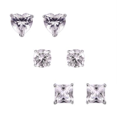 Jordan Blue NYC Lab Created Sterling Silver Created White Sapphire Earrings Set
