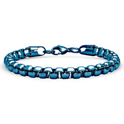 STEELTIME Men's blue ip stainless steel box link chain bracelet