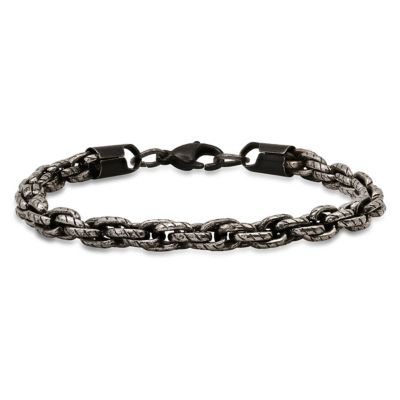 STEELTIME Men's stainless steel oxidized double round link bracelet