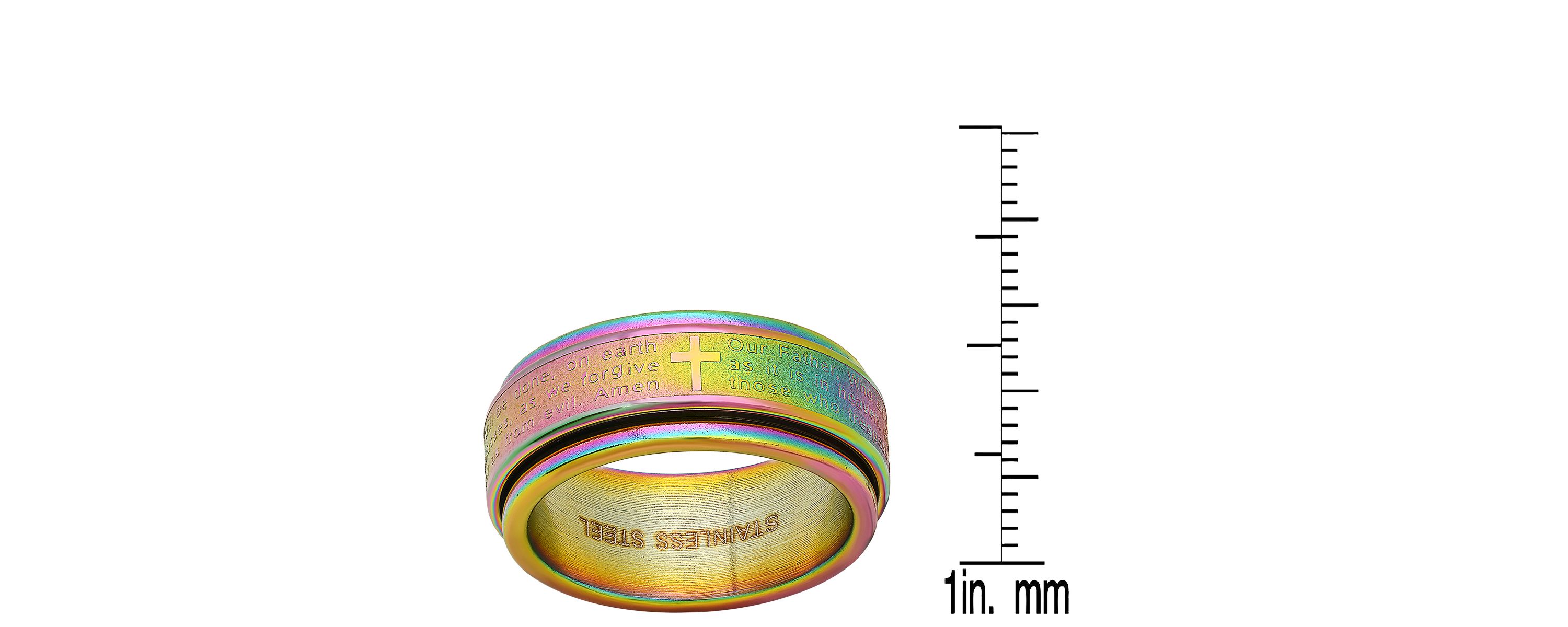 Mens multi ip stainless steel prayer spinner ring