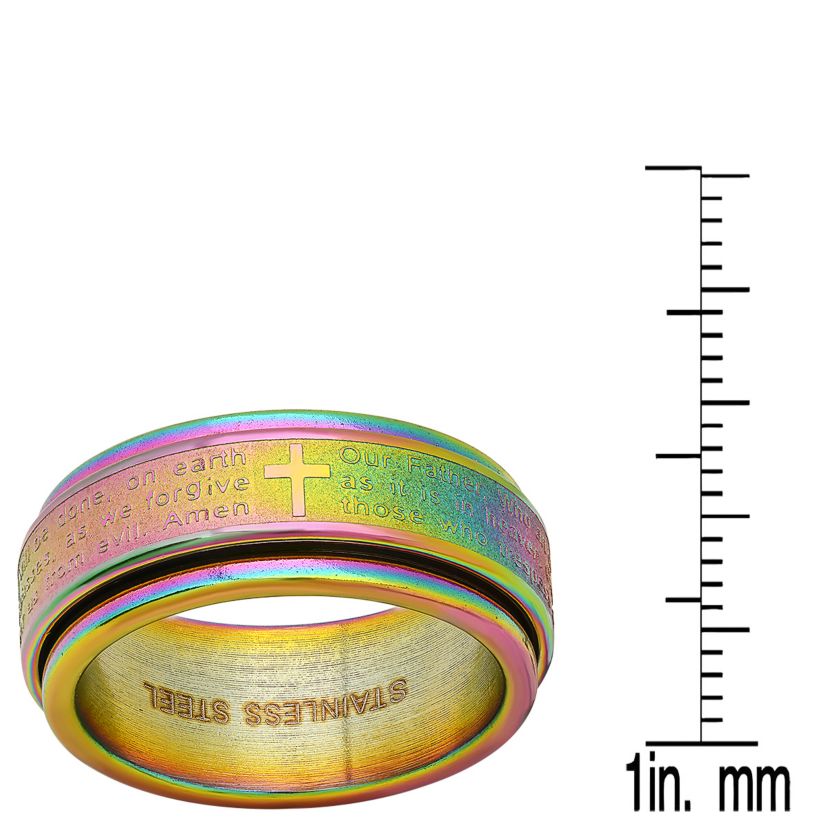Mens multi ip stainless steel prayer spinner ring