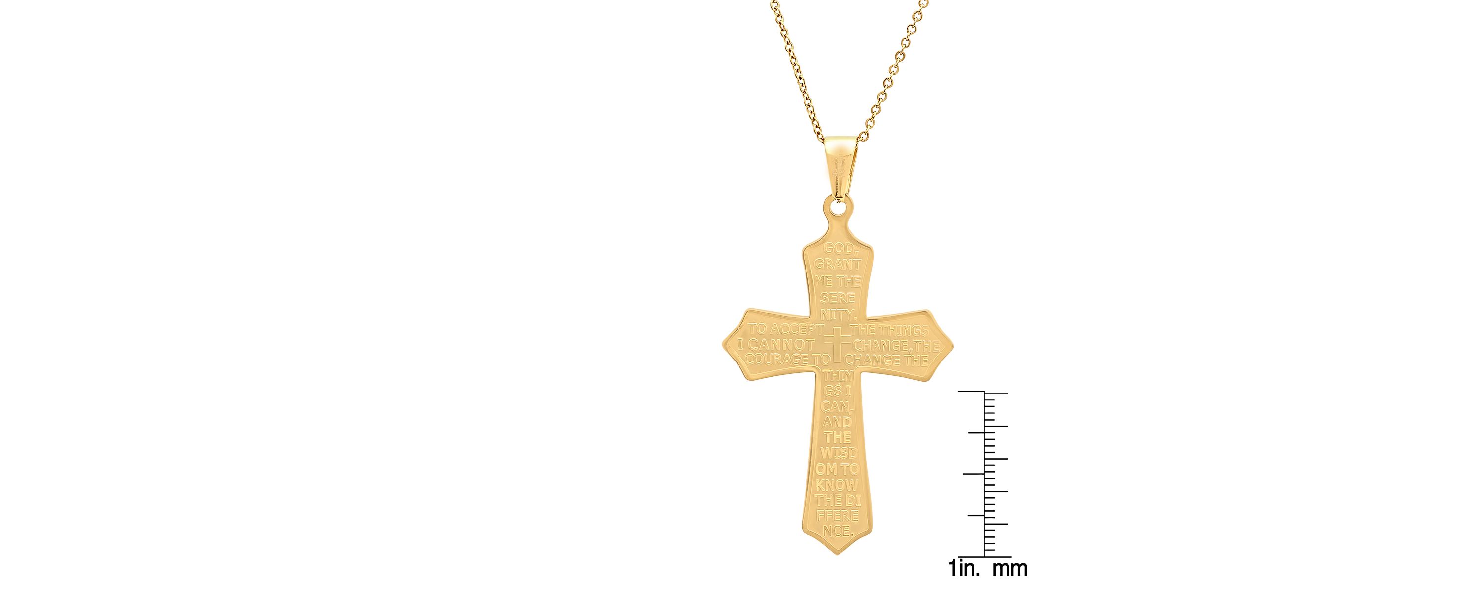 Mens black ip stainless steel our father cross pendant