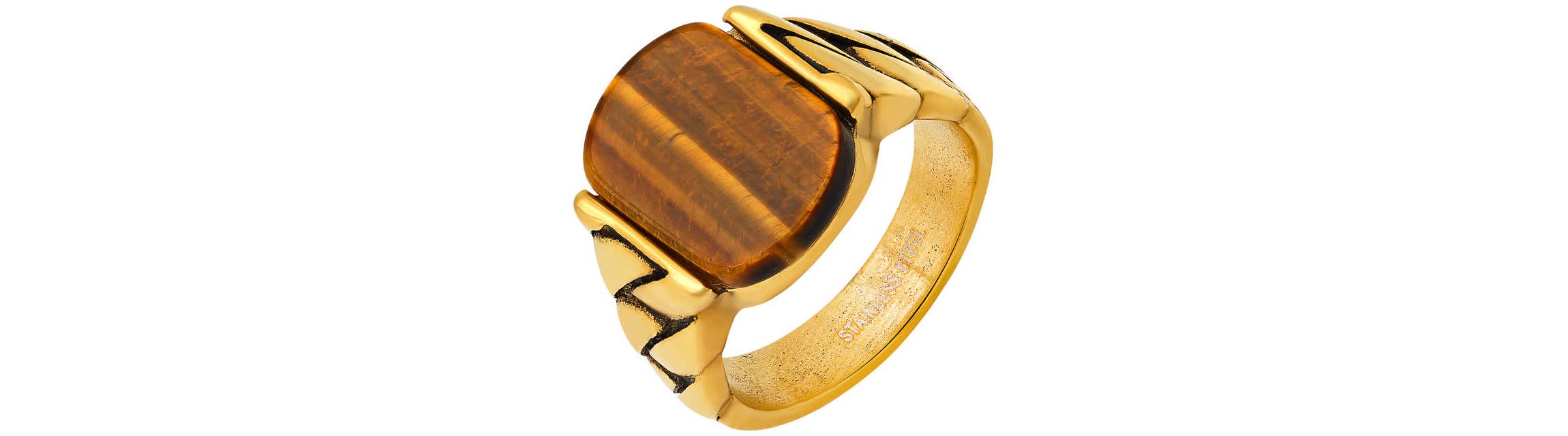 Mens 18k gold plated stainless steel and simulated onyx chain link ring