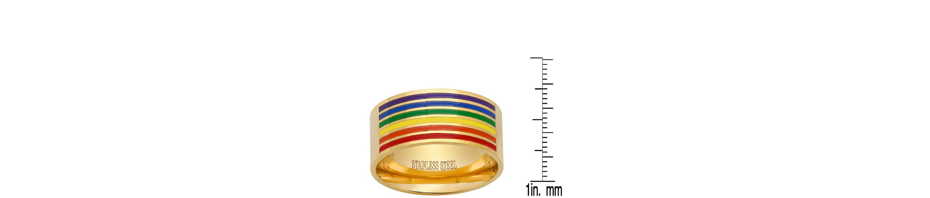 Stainless steel rainbow enamel band ring