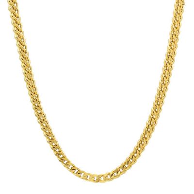 STEELTIME Men's stainless steel franco box chain necklace, Gold, 30 in