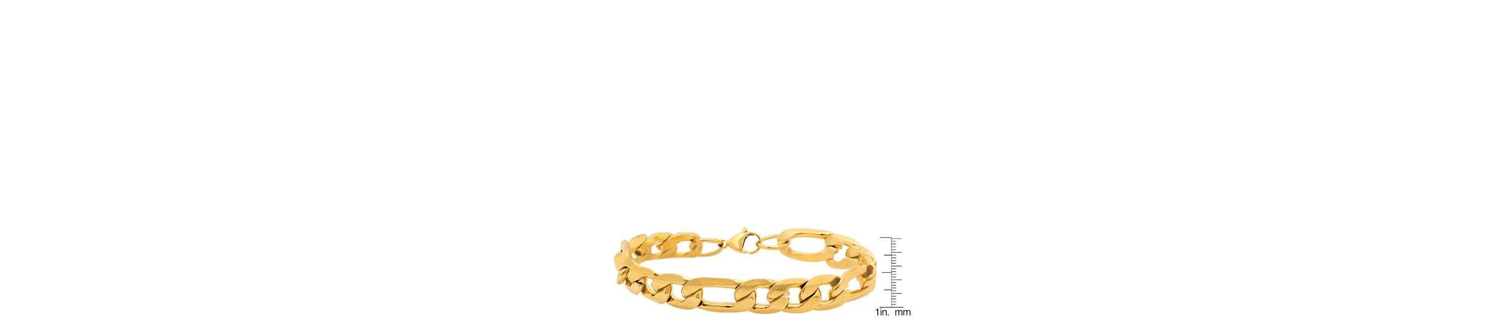 Mens 18k gold plated stainless steel accented thick figaro chain link bracelet