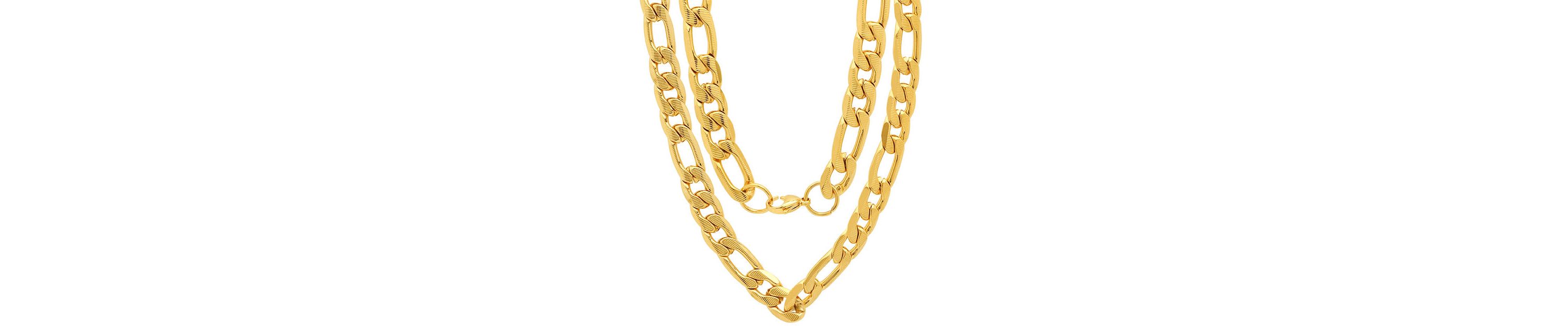 Mens stainless steel accented 10mm figaro chain link necklace
